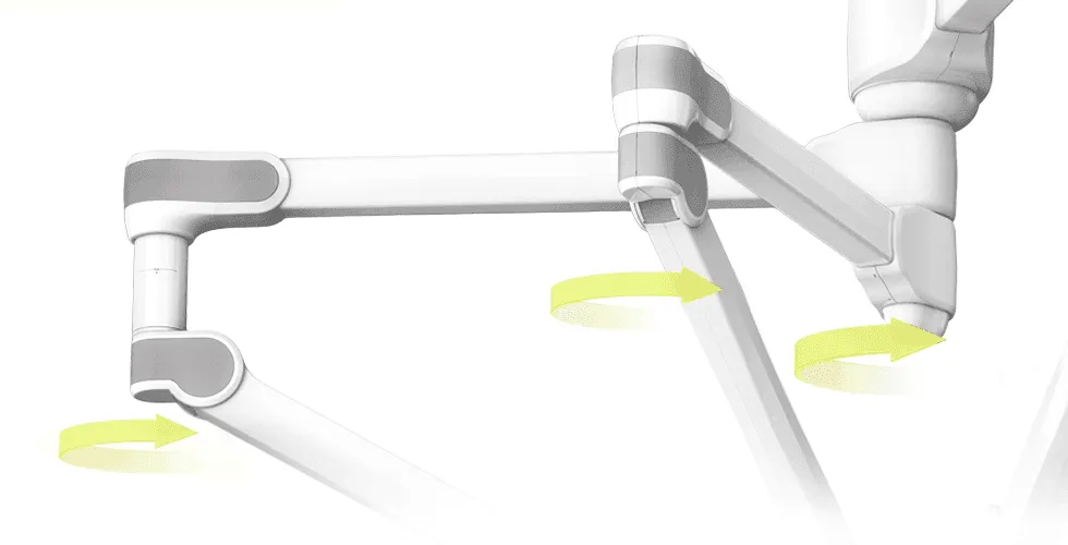 VALIA Armrotation: Ondal Medizindesign zeigt 360°-Gelenkflexibilität mit gelben Richtungspfeilen